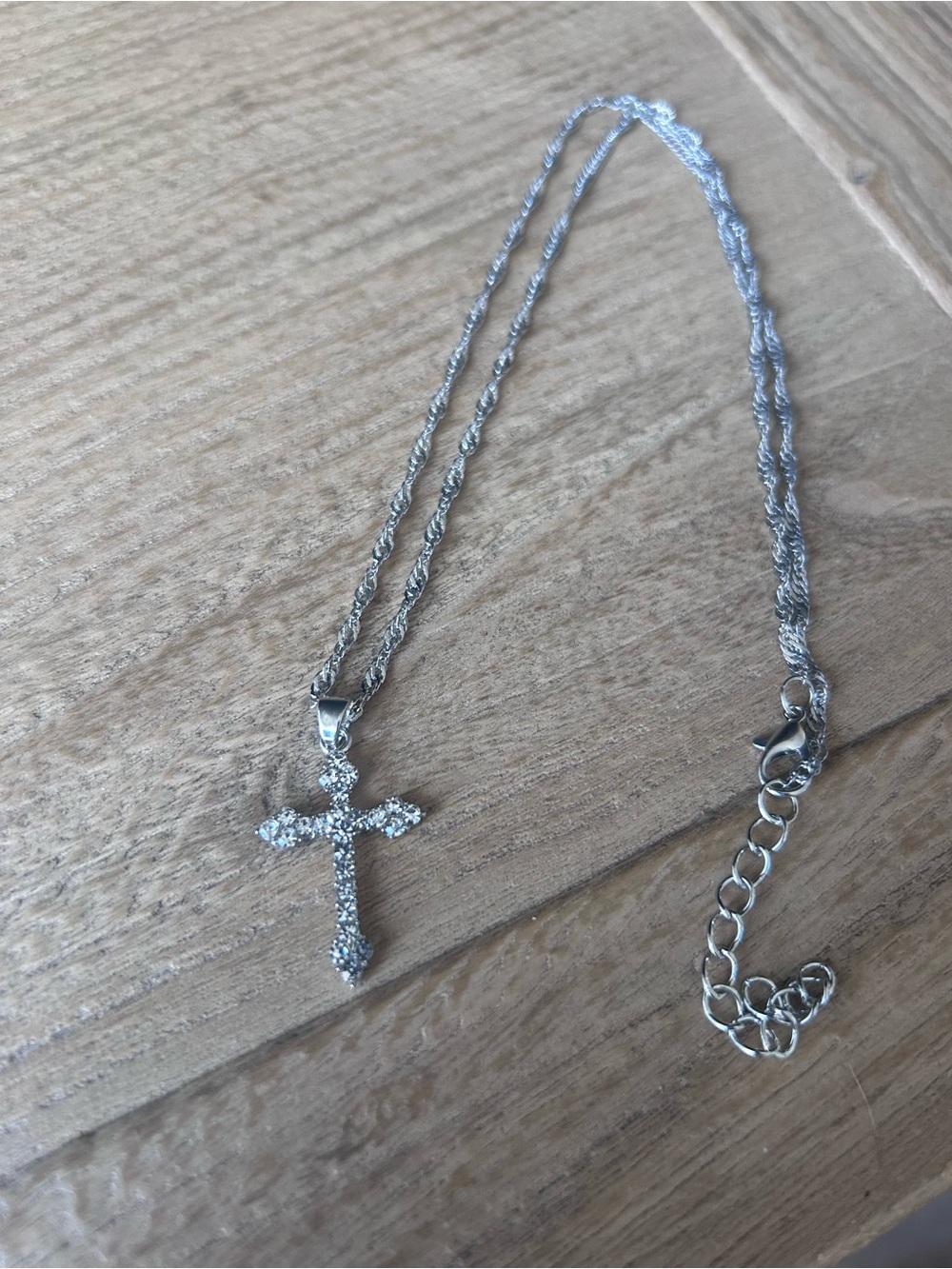 Sterling Singapore Chain with Moissanite Cross Pendant